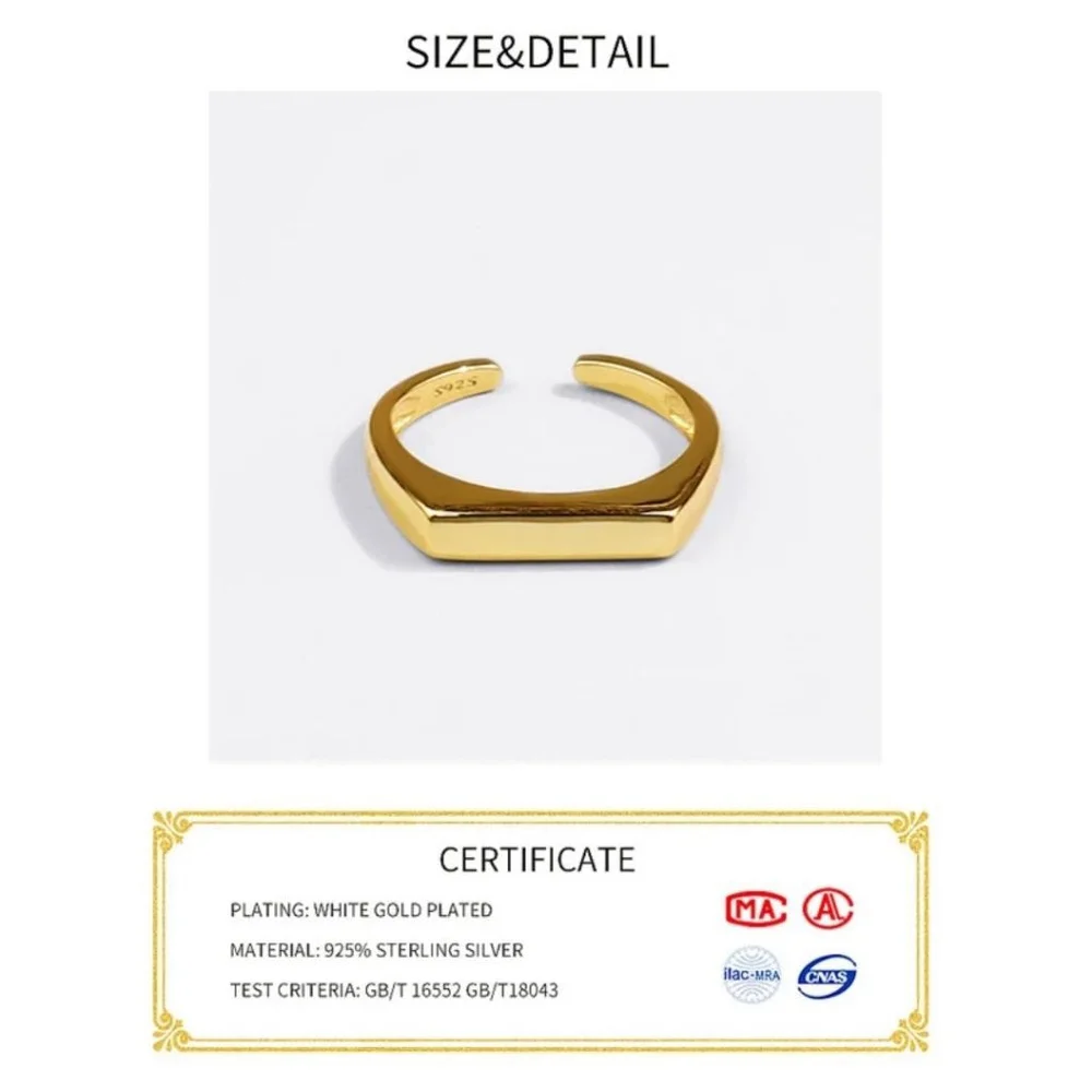 NEW Unisex Men's Ring Adjustable Gold-Plated‎ S925, Size Small